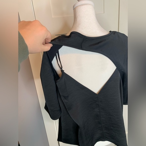 Anthropologie Daily Practice Black Open Back Blouse Size Small - Picture 6 of 13